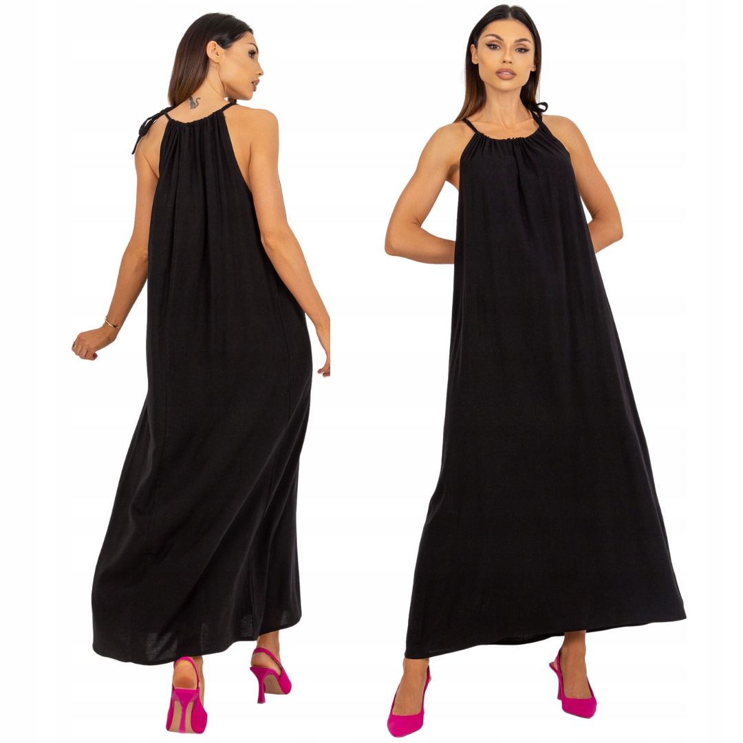 Maxi Šaty Oversize s ramínky, černé vel. L
