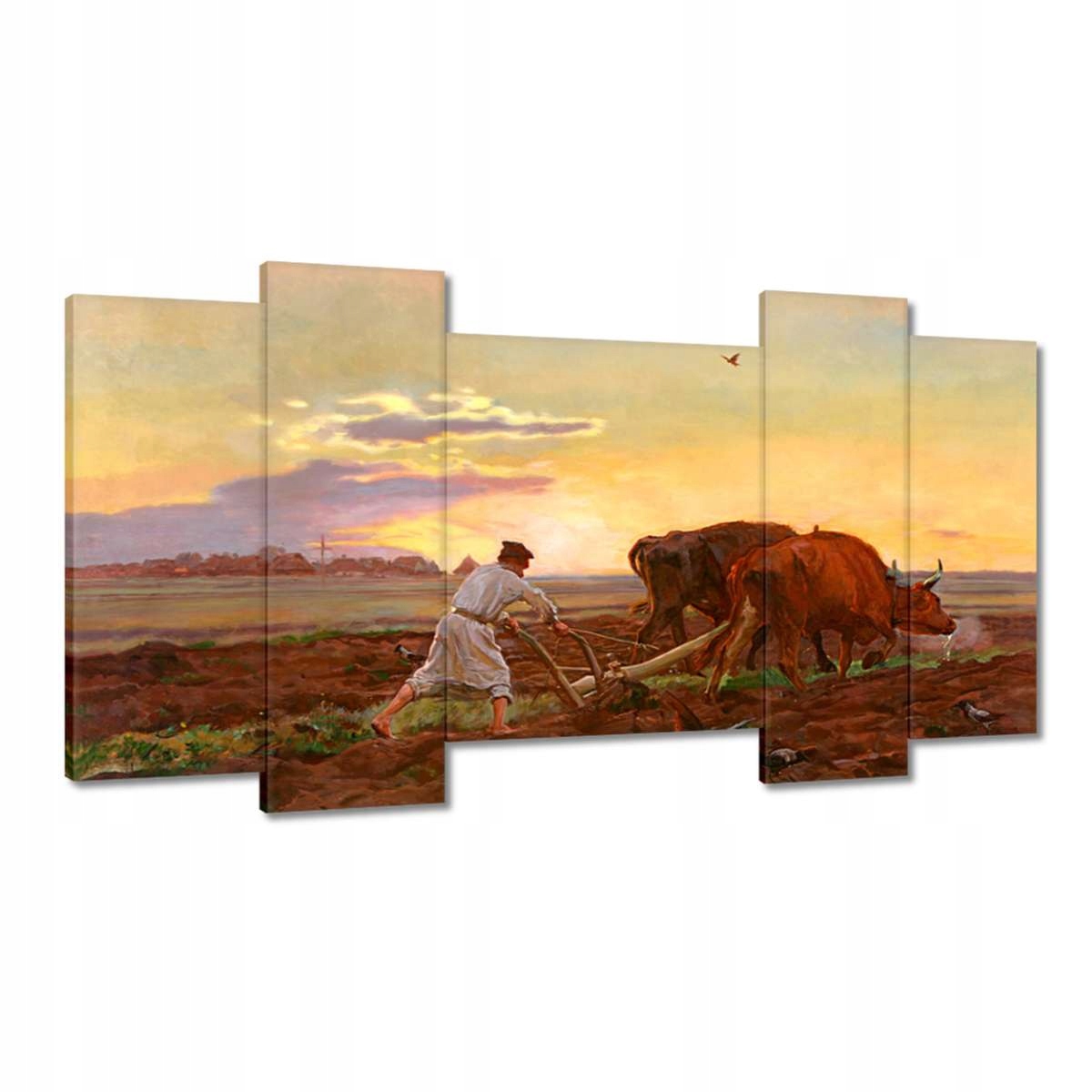 Obrazy 120x65 Chełmoński Orka Vesnice Pole