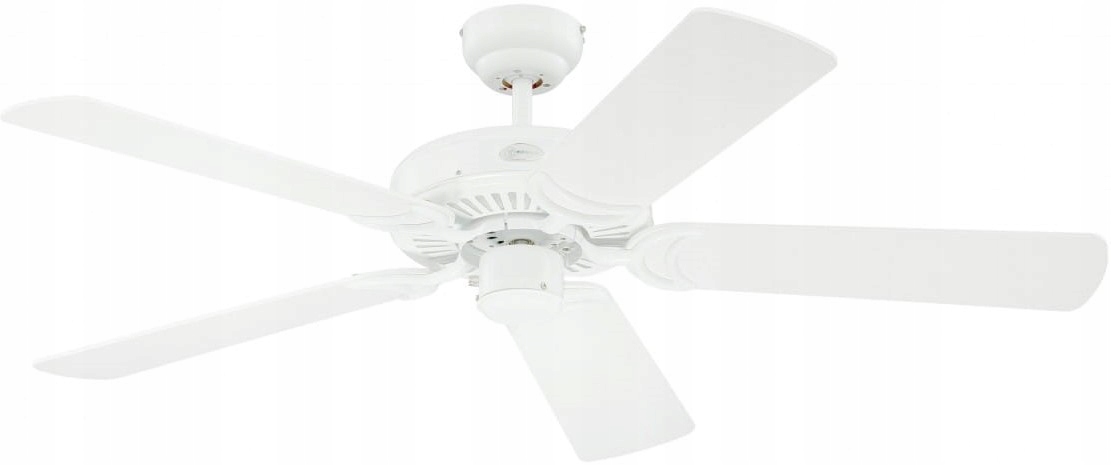 Wentylator sufitowy Monarch Biały/Z rattanem 122cm Wiatrak bez lampy