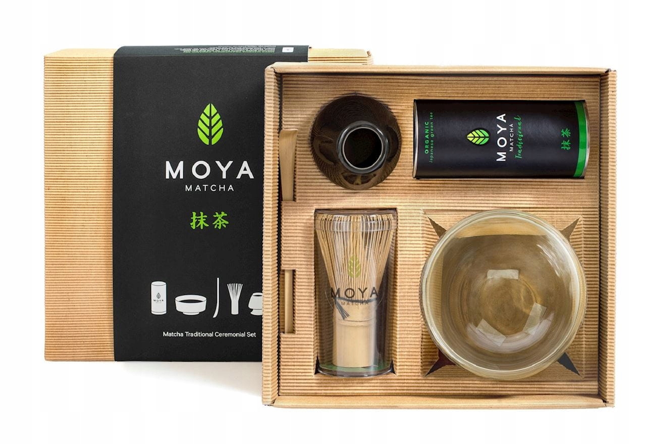 Obřadní sada pro matchu se skleněnou čarou moya matcha