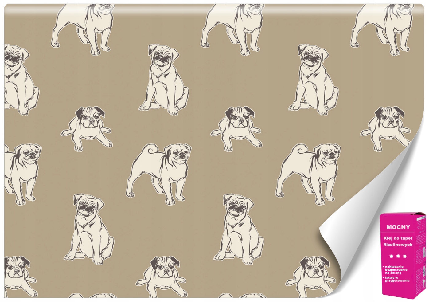 Tapeta Psy Francuskie Mopsy dla Dzieci do Pokoju (Foto Tapeta Flizelina
