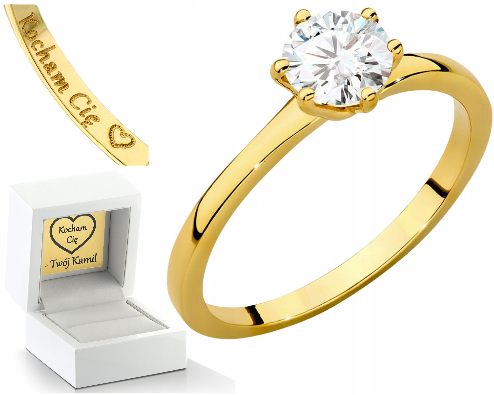 Zlatý Prstýnek S Nádherným Laboratorním Briliantem Drtič 585 Gravírování