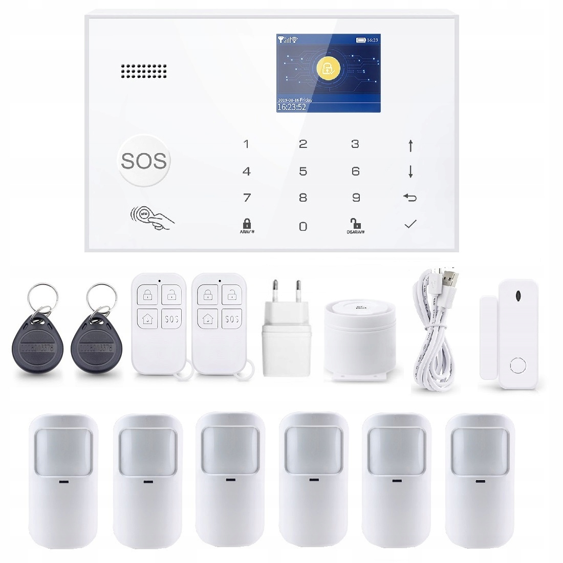 LCD Alarmový Systém 2.4" Gsm WiFi Tuya Smart Pl 6xPIR