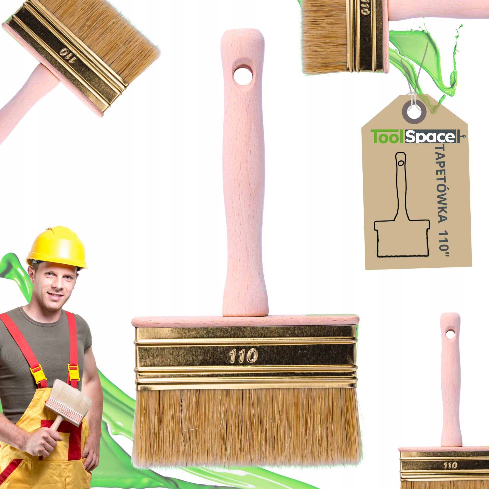 PĘDZEL TAPETOWY TAPECIAK MINIŁAWKOWIEC TAPETÓWKA ŁAWKOWIEC PĘDZEL 110mm PL