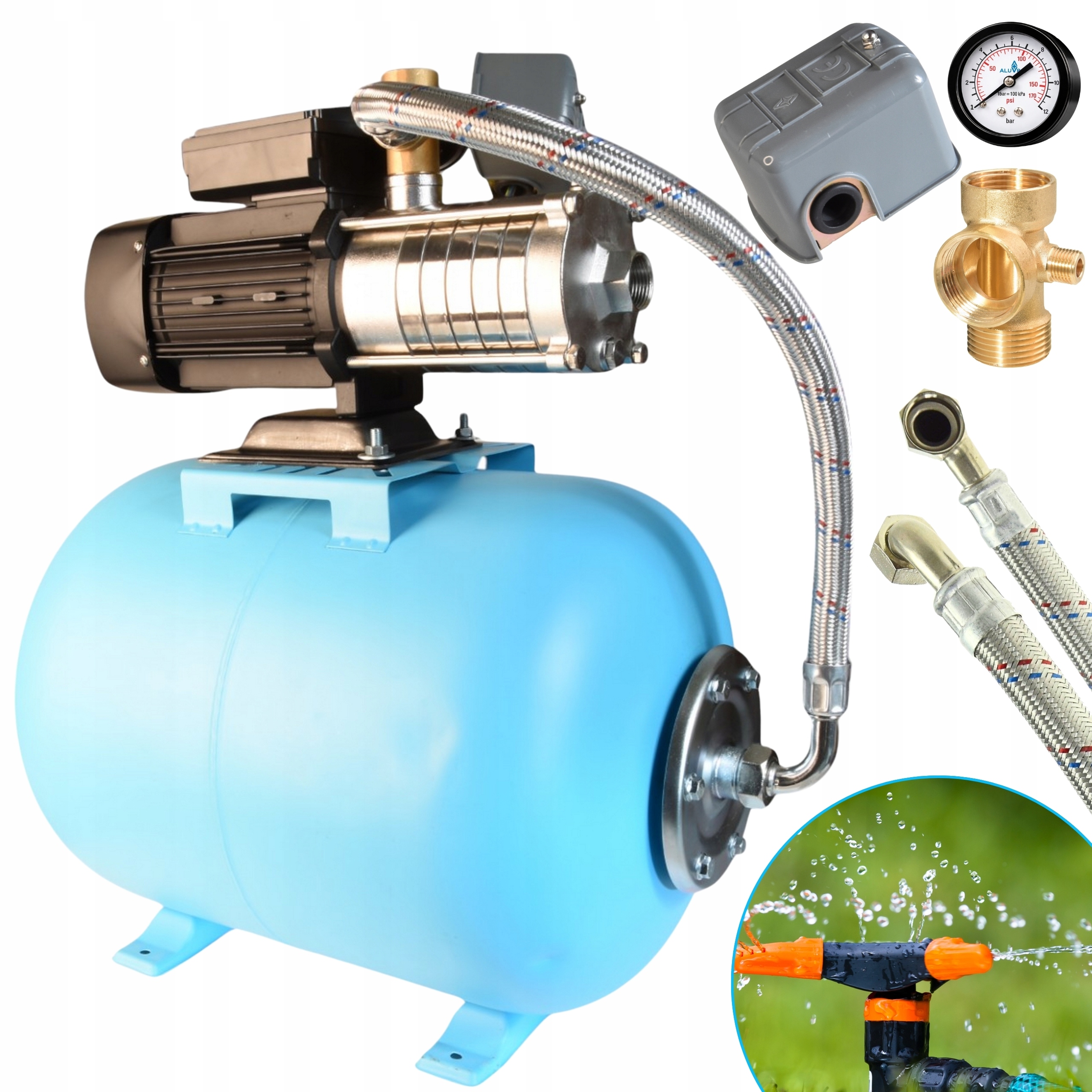 Hydrofor 50 L Hydroforová Pumpa 750 W 70 L/min 5 Rotorov Najvyššia Kvalita