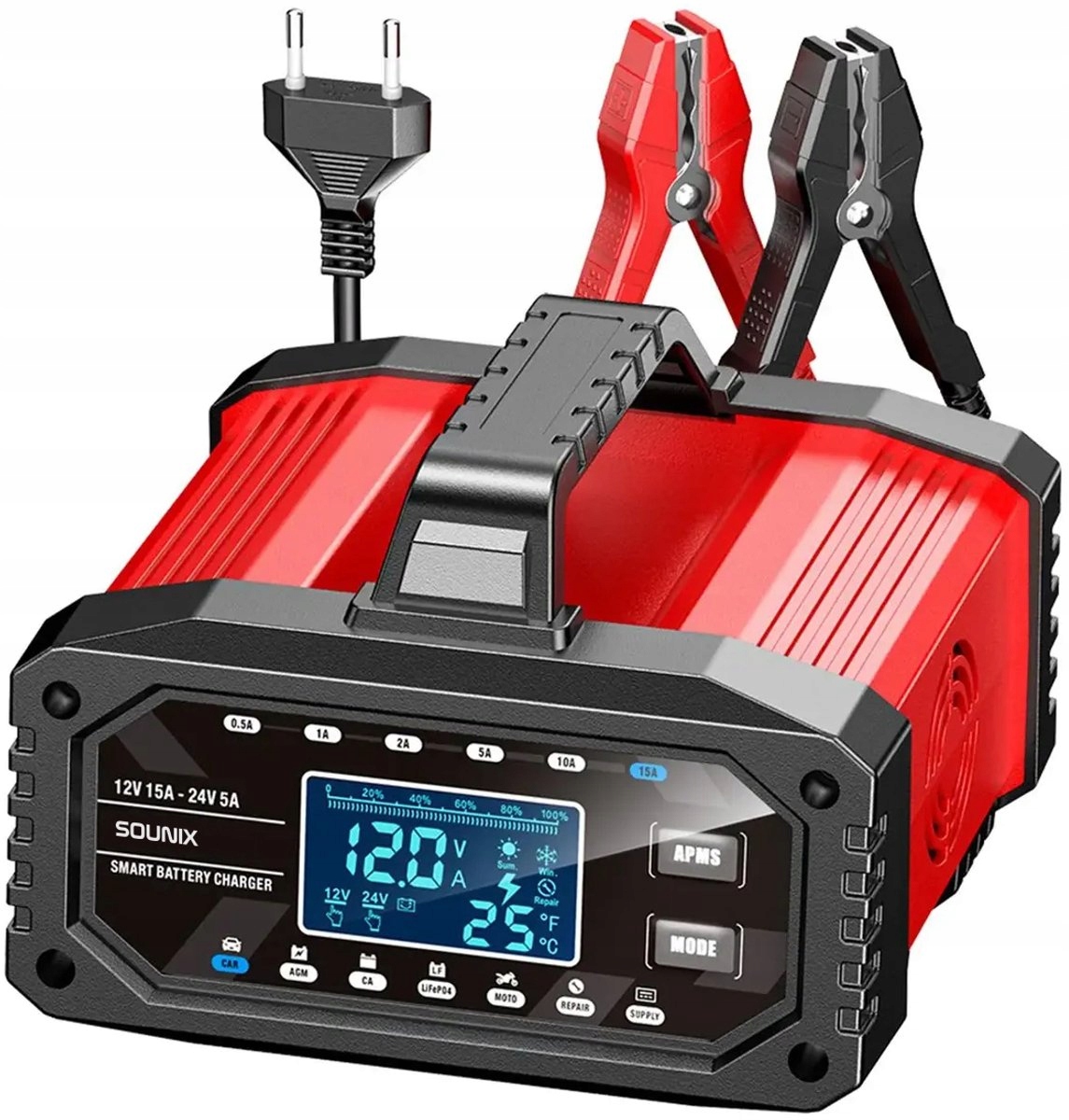 Prostownik 12V 24V 20A 240W do Akumulatora Auto Moto Kamper Sounix