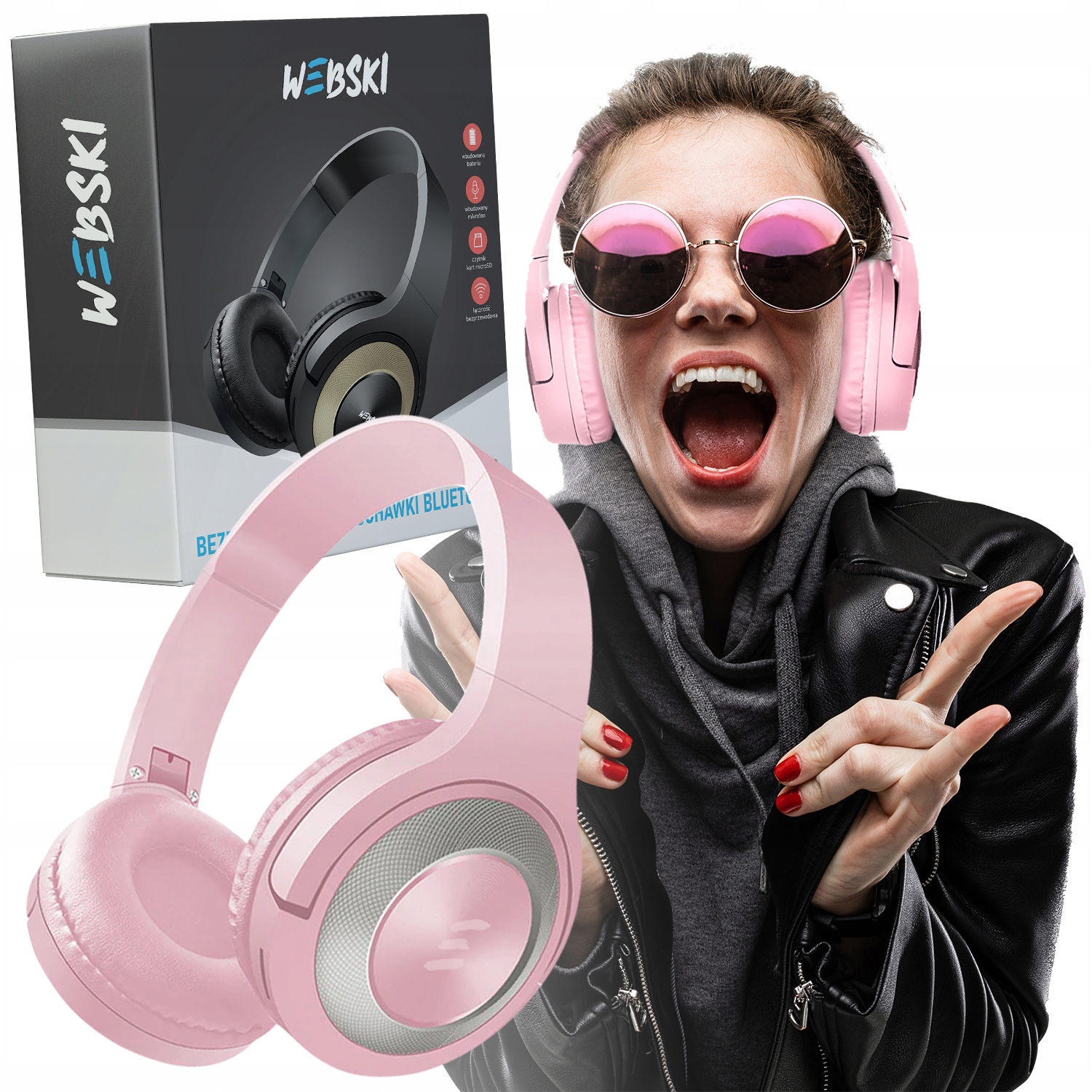 

Bezprzewodowe Słuchawki Bluetooth Radio Czytnik Sd