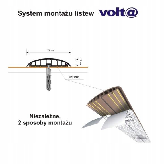 Listwa Maskująca Kable VOLTA 74mm PVC dąb 2m Model VOLT@