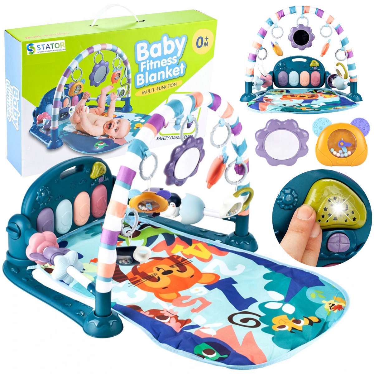 DUŻA EDUKACYJNA MATA DLA MALUSZKA INTERAKTYWNA Z ZABAWKAMI + PIANINKO