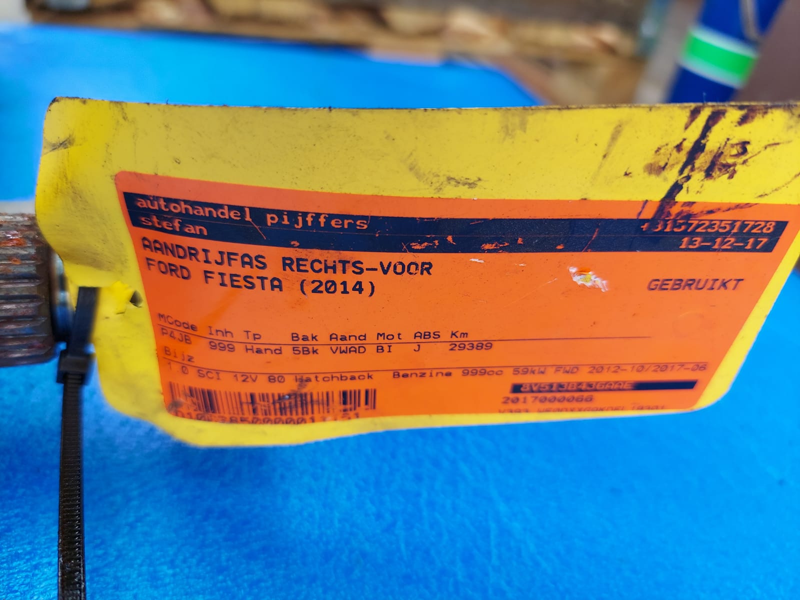 semi-axis FORD FIESTA 2014 R right 1.0 B 8V513B436AAE