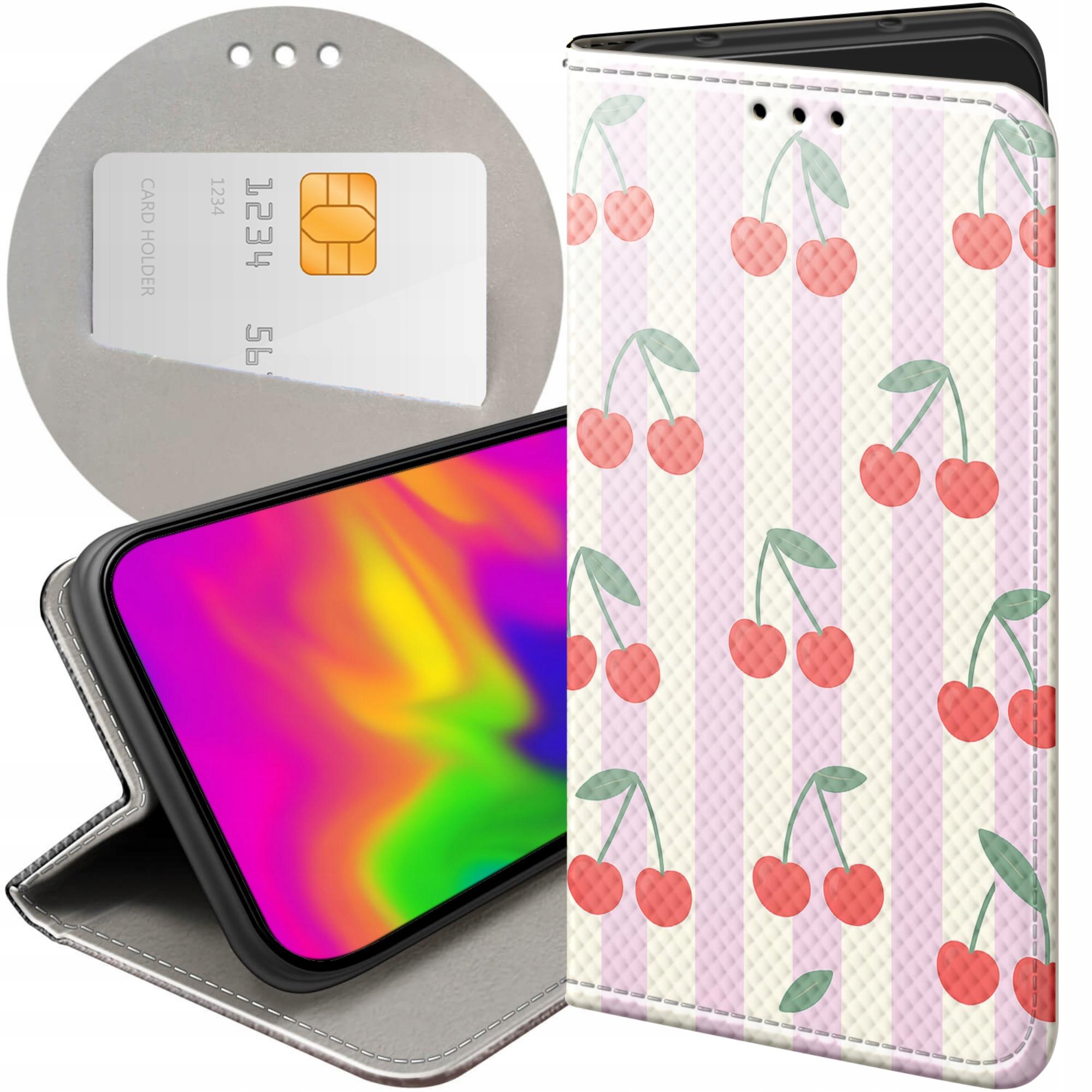 Etui Z Klapką Do Samsung Galaxy J7 2017 Wiśnie Wiśnia Owoce Futerał