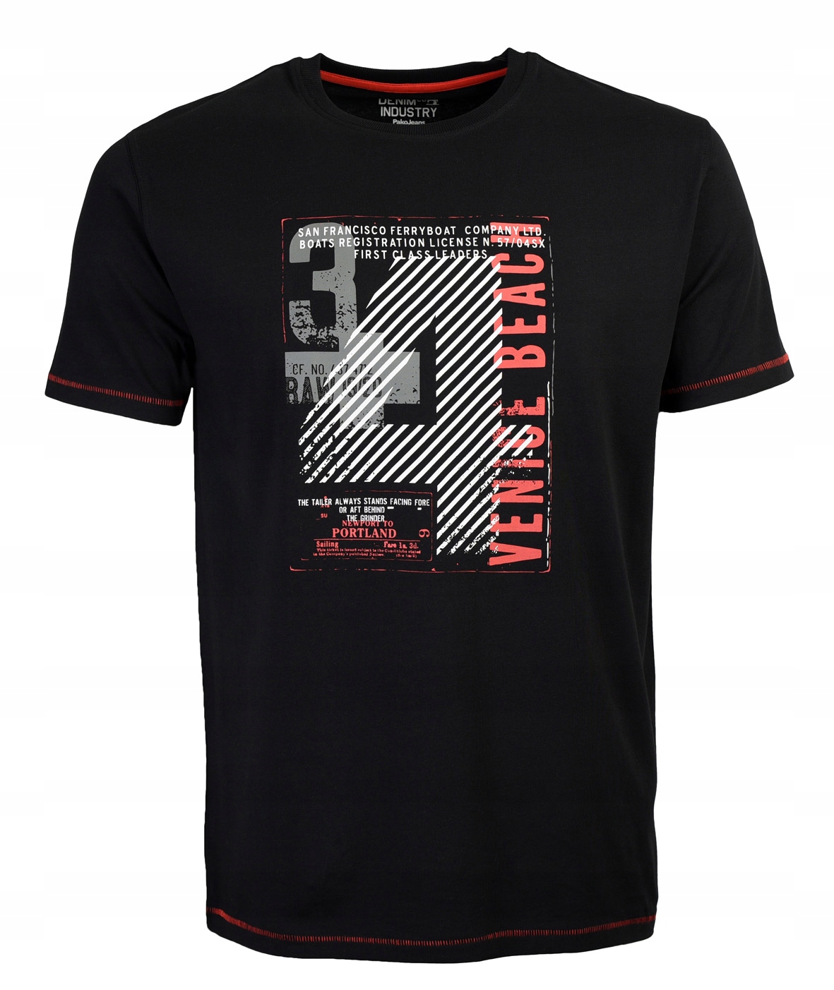 

T-shirt męski koszulka bawełna Venice czarny XXXL