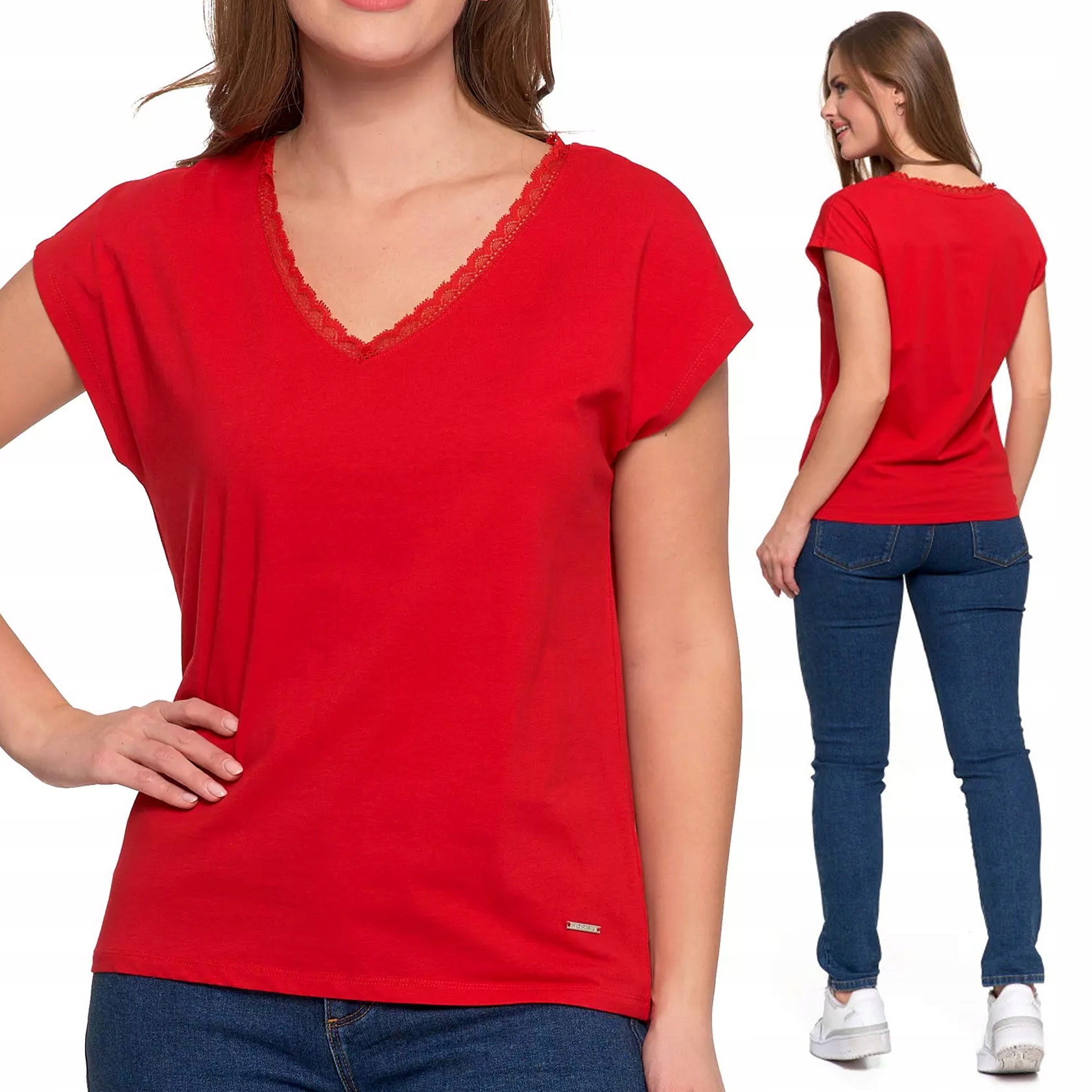 Dámská halenka Koronkový Výstřih bavlněná krátká Moraj 3XL