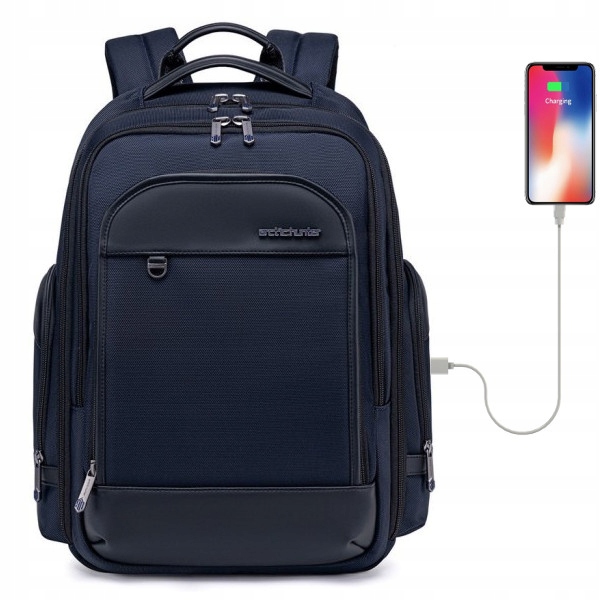 Plecak Arctic Hunter B00683 na laptopa 15,6 z Usb dwukomorowy niebieski