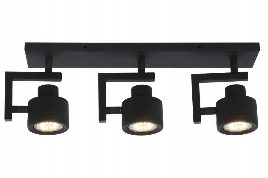 Stropní svítidlo černá, 3 reflektory nastavitelné, industriální, 41 cm Reality