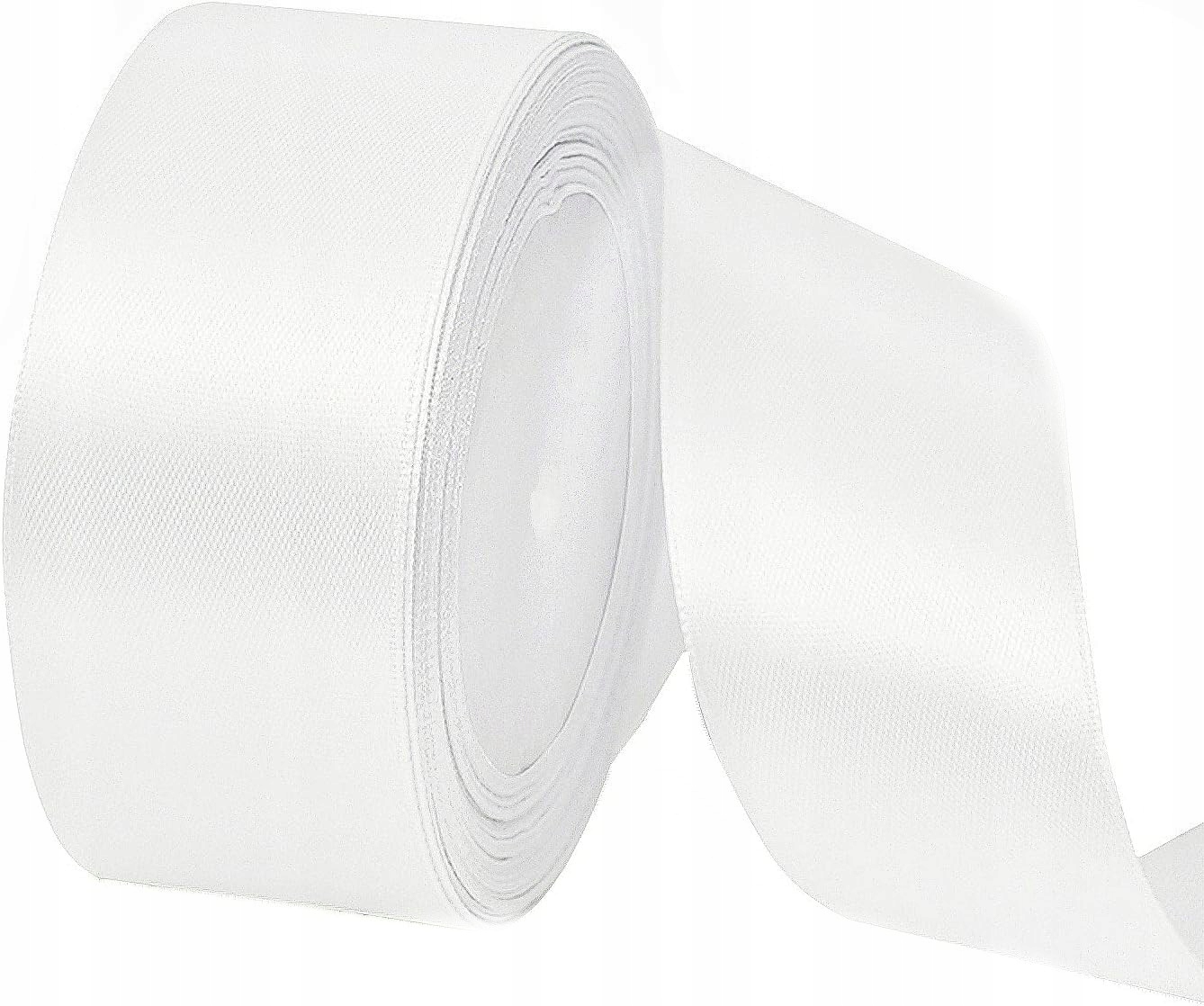 WSTĄŻKA TASIEMKA SATYNOWA 38mm x 32m Biała Biel Komunia Wesele Dużo kolorów