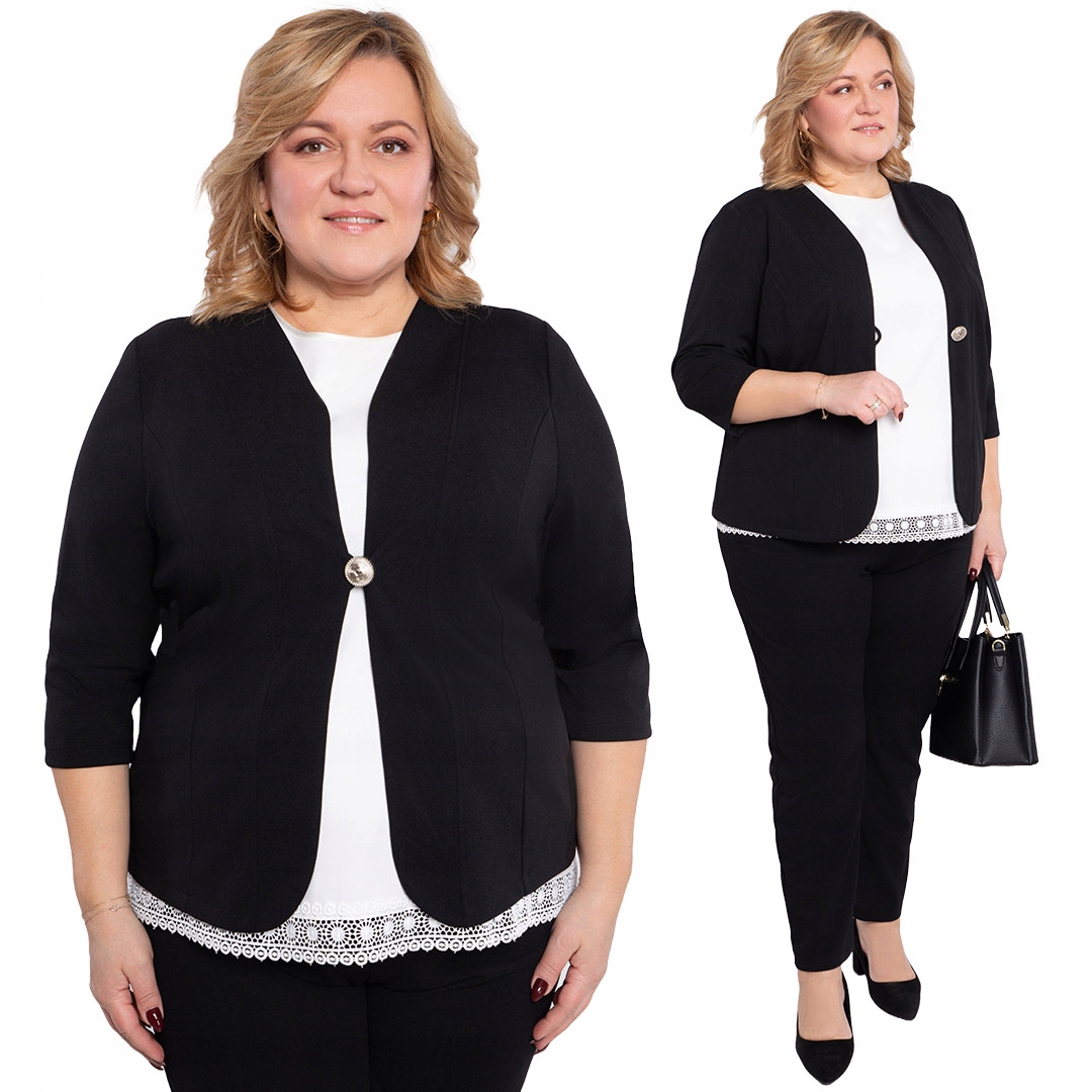 Černé krátké sako s 3/4 rukávem velikost 52