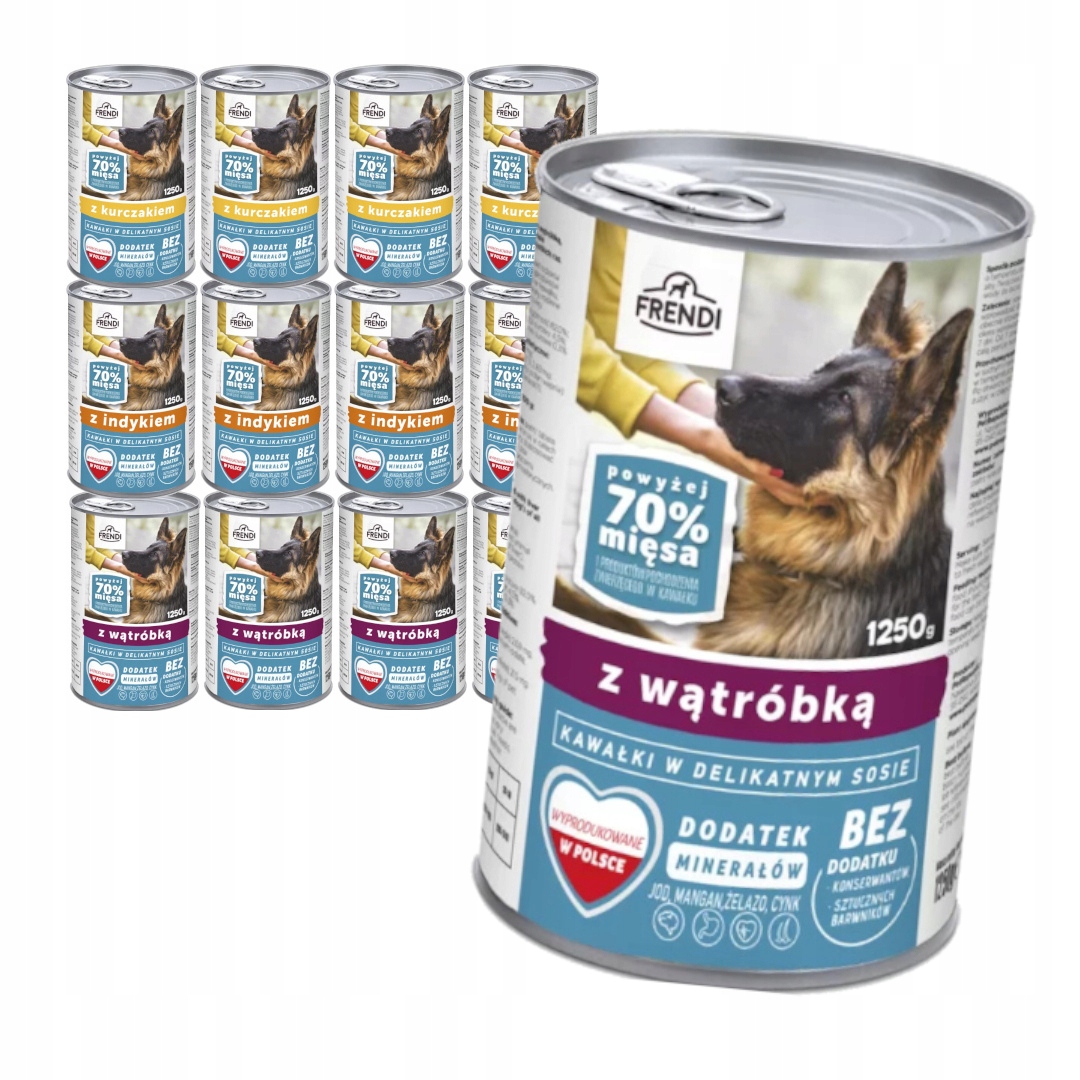 Levně Frendi Kuřecí játra Krůta v omáčce 12x1250g Vlhké Krmivo pro psy Mix