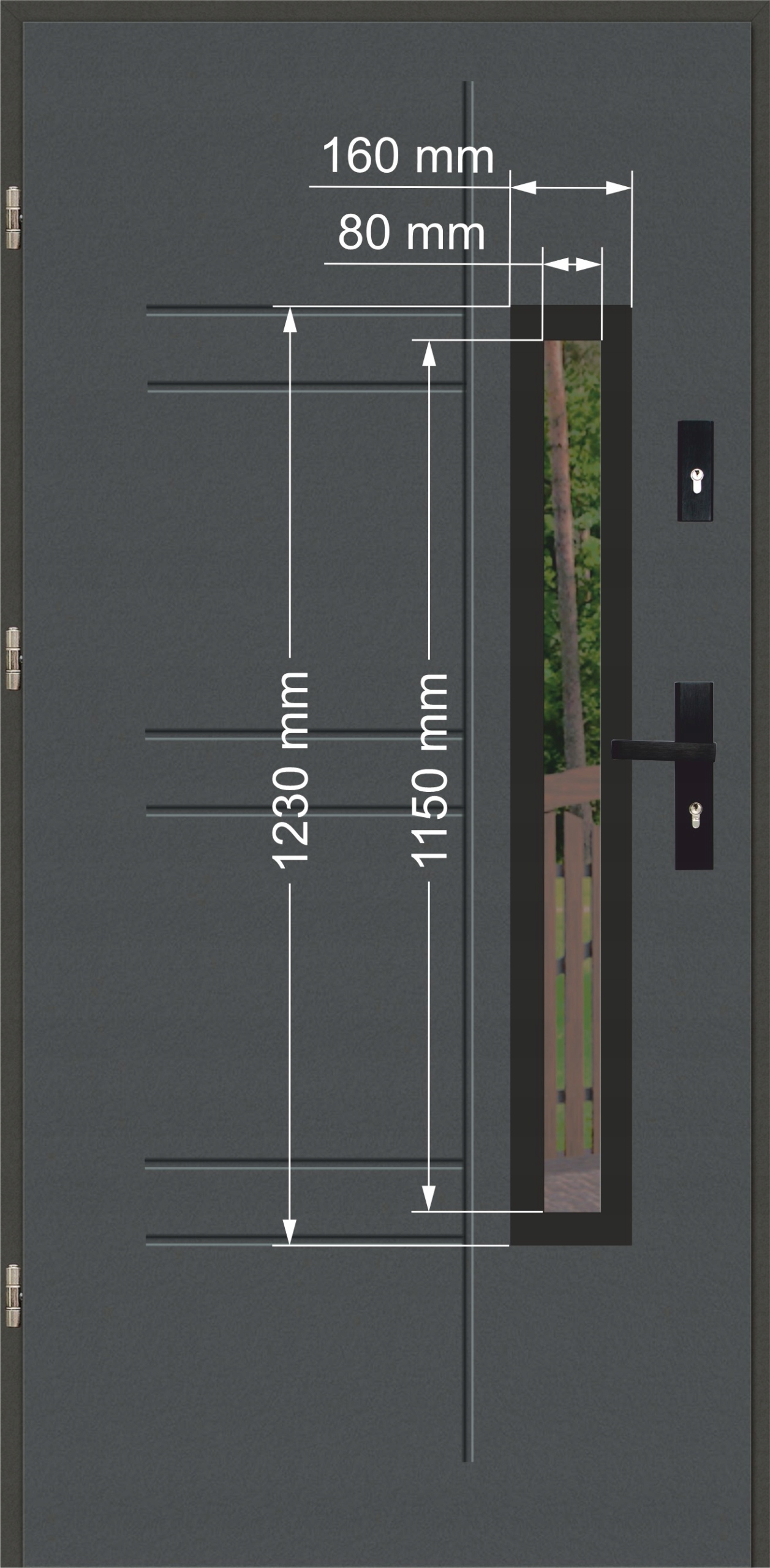 Drzwi Ud 1,2 LUX 72mm GALA 177 BLACK Antracyt Lewe 90 na zewnątrz Grubość drzwi 72 mm