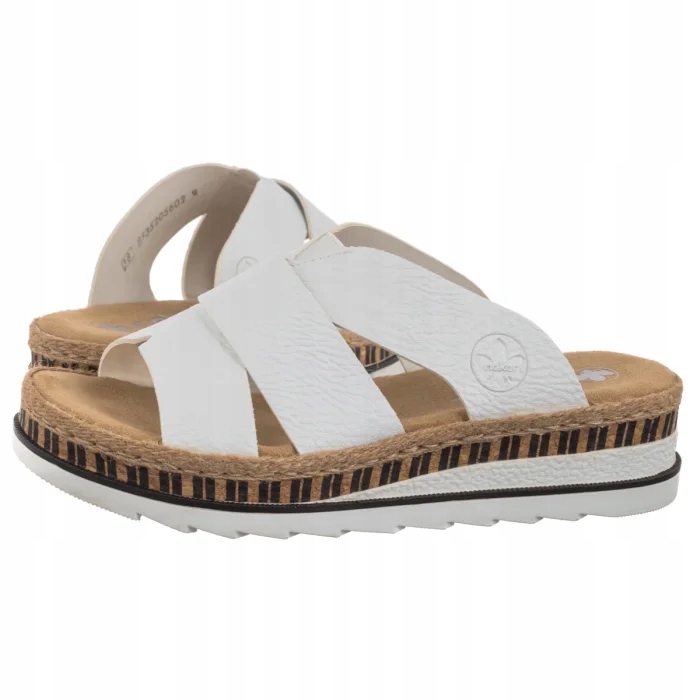 Dámské boty Nazouváky na platformě Rieker Bílé V7989-80 Bílé