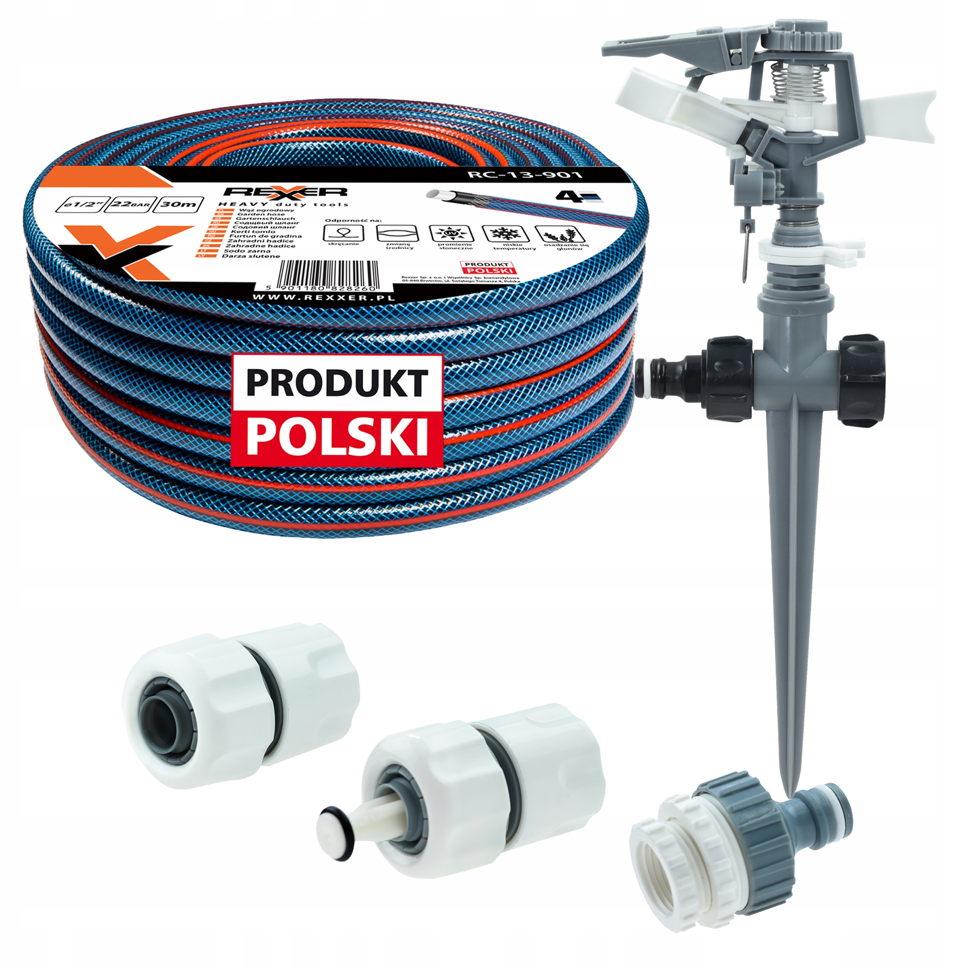 Hadice 1/2" 30 M 4 Vrstvená Spojky Zavlažovač Polský
