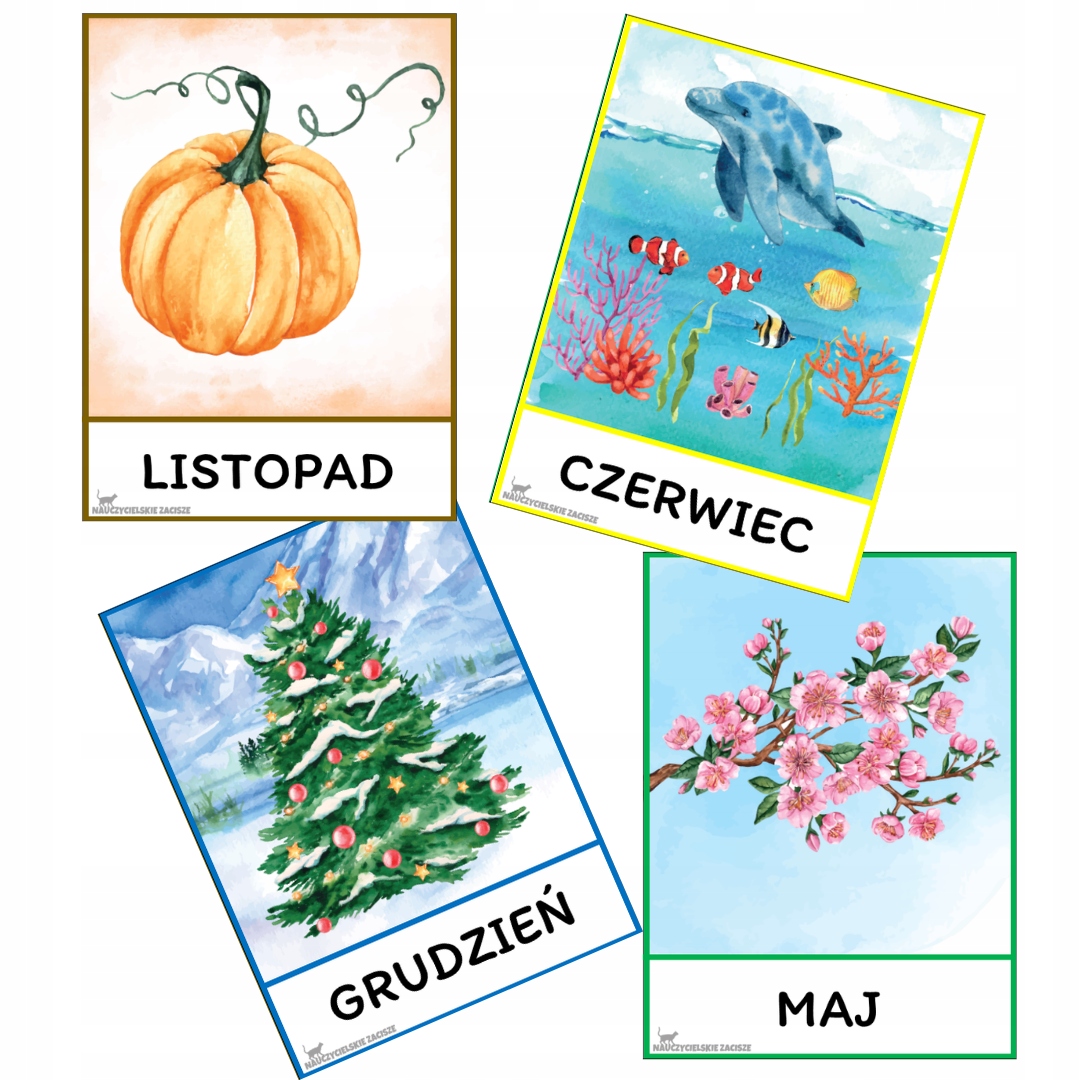 

Miesiące Plansze dla dzieci 12 sztuk 19 x 14 cm
