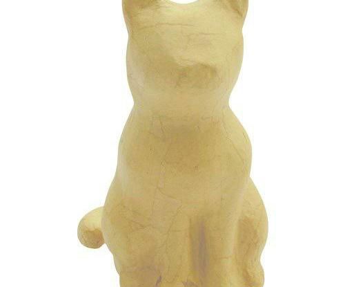 Decoupage figurka z papírové hmoty Papírová figurka sedící kočka Diy