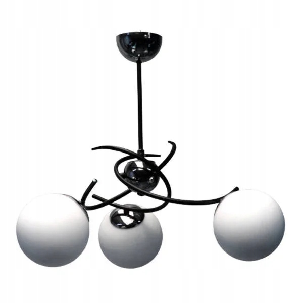 Dekoratívna stropná lampa klasická čierna 3 biele sklenené gule 55 cm Alfa