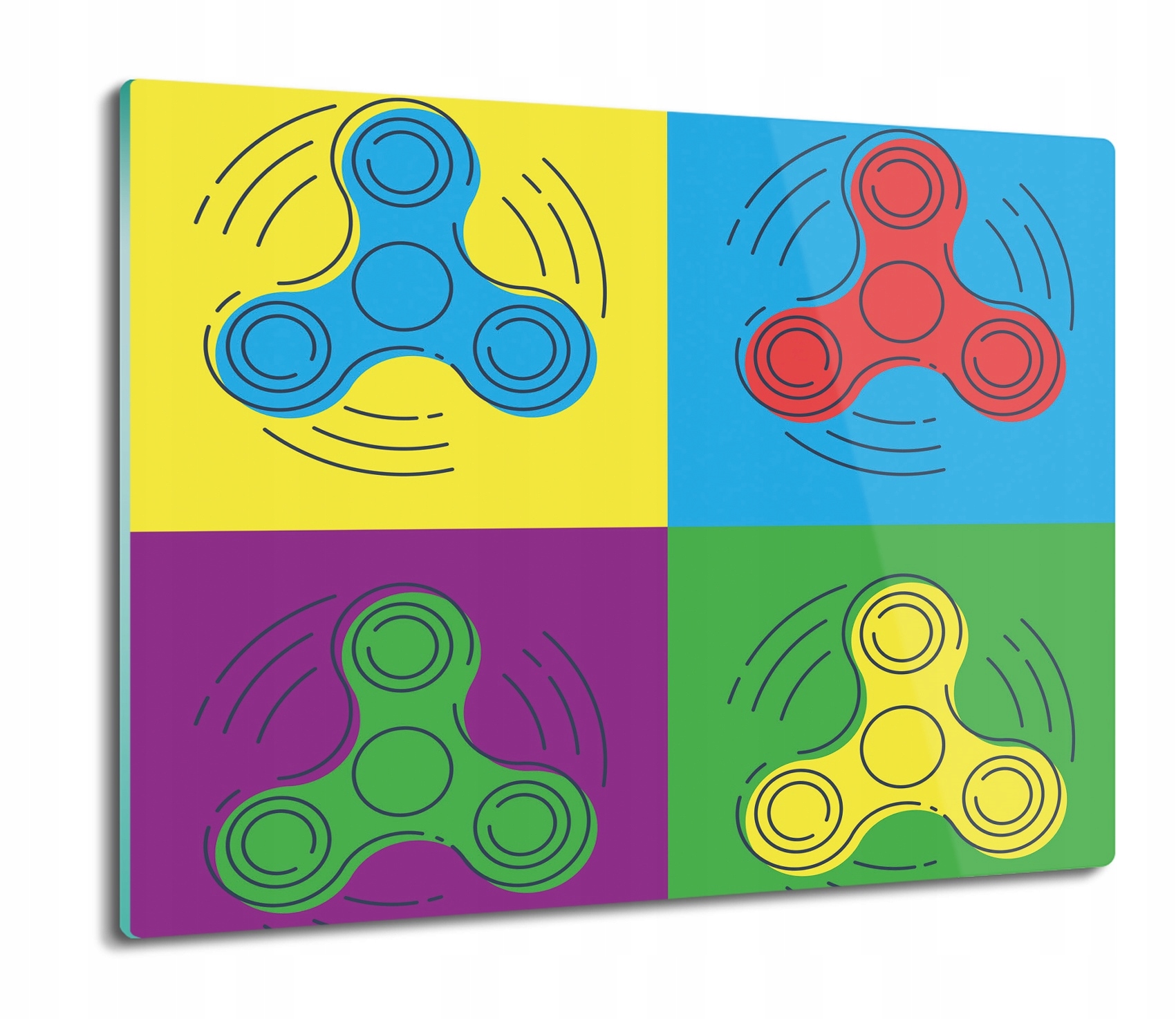 Kuchyňská skleněná deska na krájení Protiskluzová 60x52 Fidget spinner
