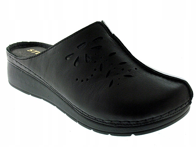 

Czarne Skórzane klapki Damskie buty 922 Stella 39