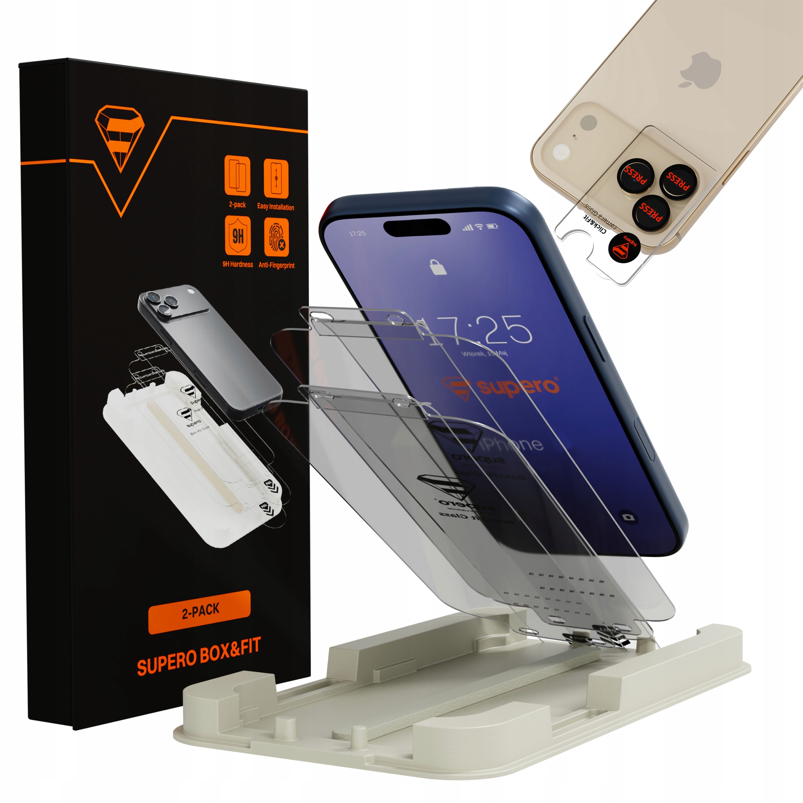 2x Szkło hartowane do iPhone 17 Pro Max aplikator 2 szkiełka na aparat 9H