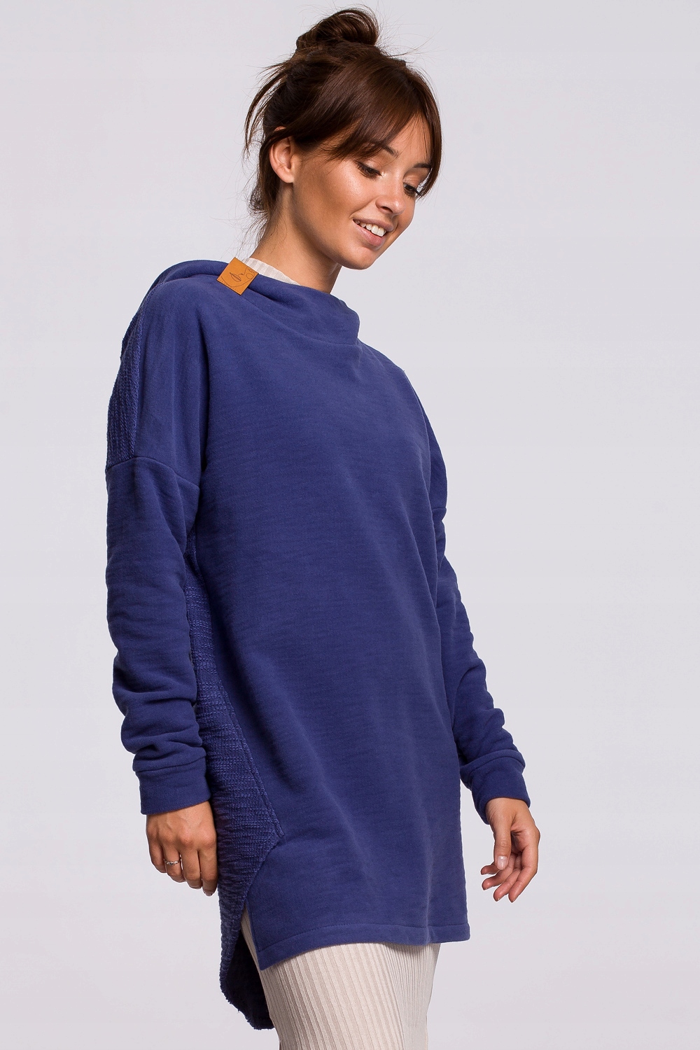 Dresová Mikina Dámská Bavlněná Asymetrická Kapuce Fialová 40/42 L/XL
