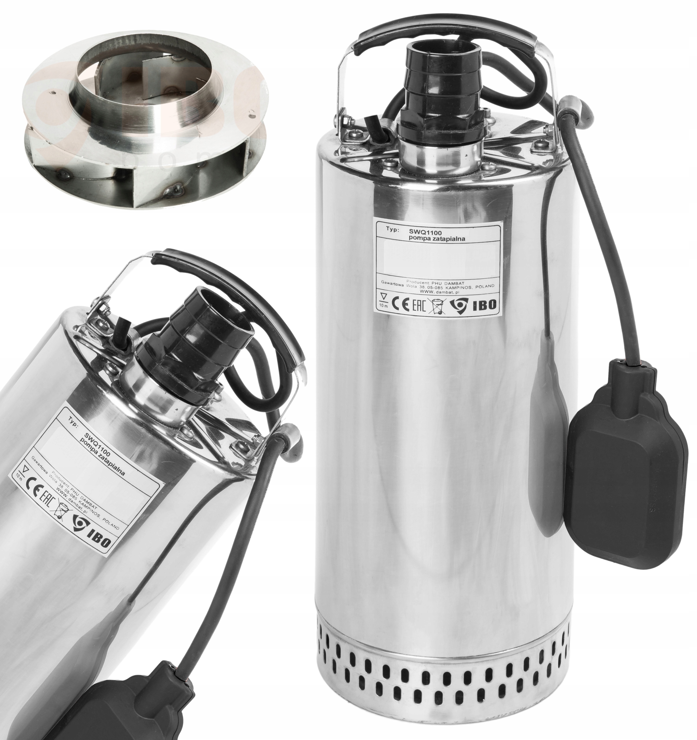 Ponorná Pumpa Na Čistú Vodu Ibo Swq 1100 S Plavákom 1,1 kW Nerezová