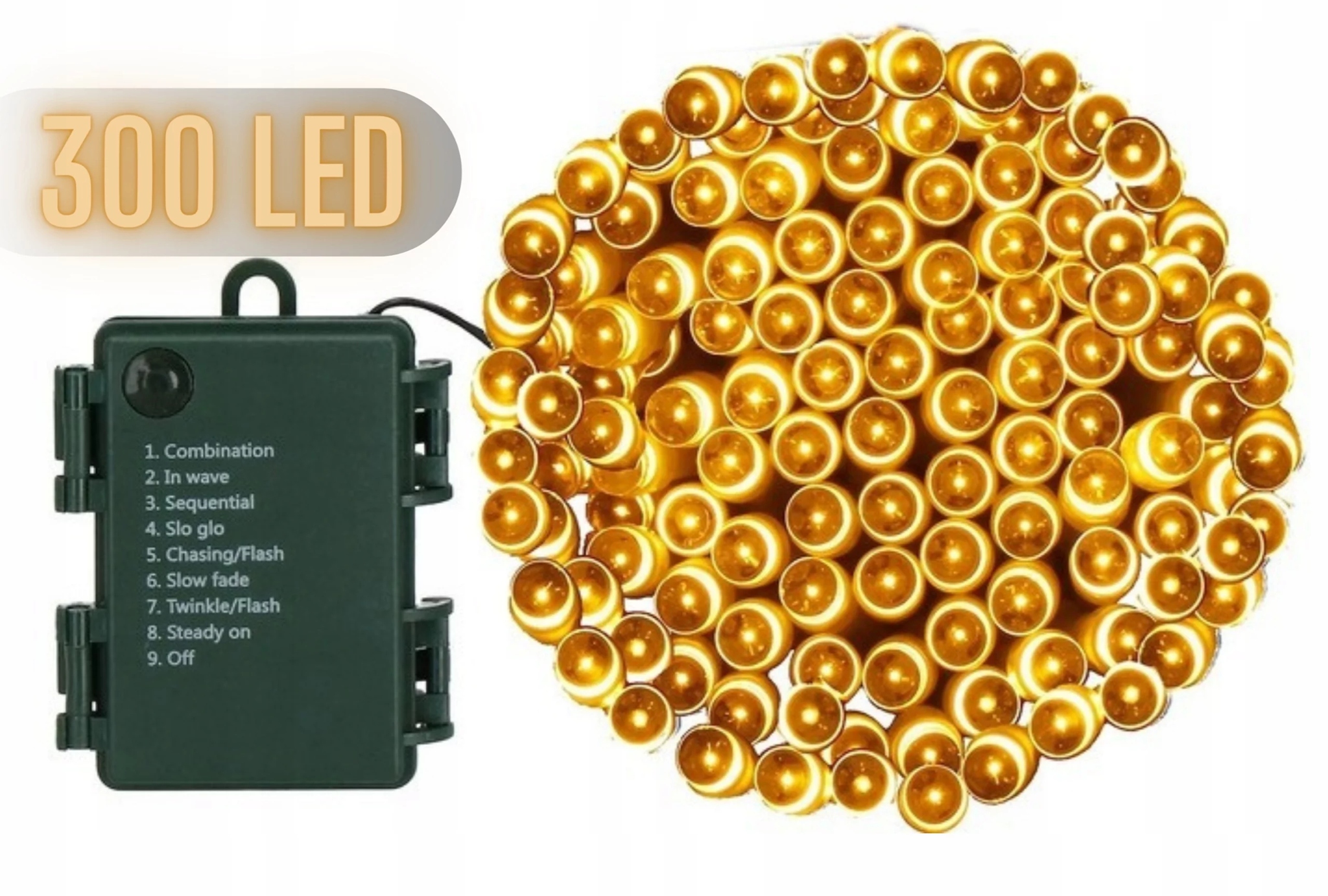 Vánoční Osvětlení Na Stromeček na baterie 300 bílé, teplé, 18 m, IP44 8 režimů