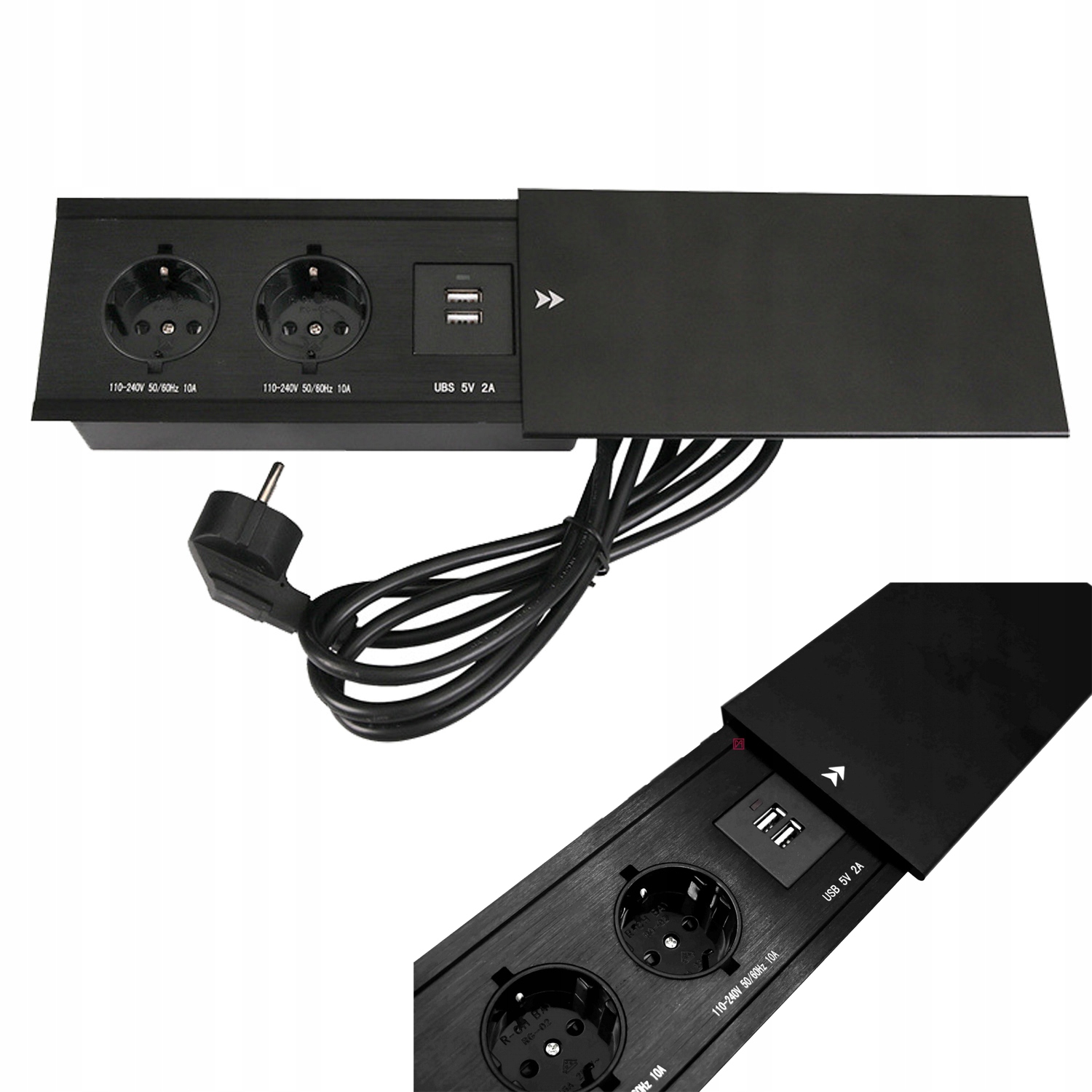 

Gniazdo Chowane Wpuszczane W Blat Czarne Usb Wysuw