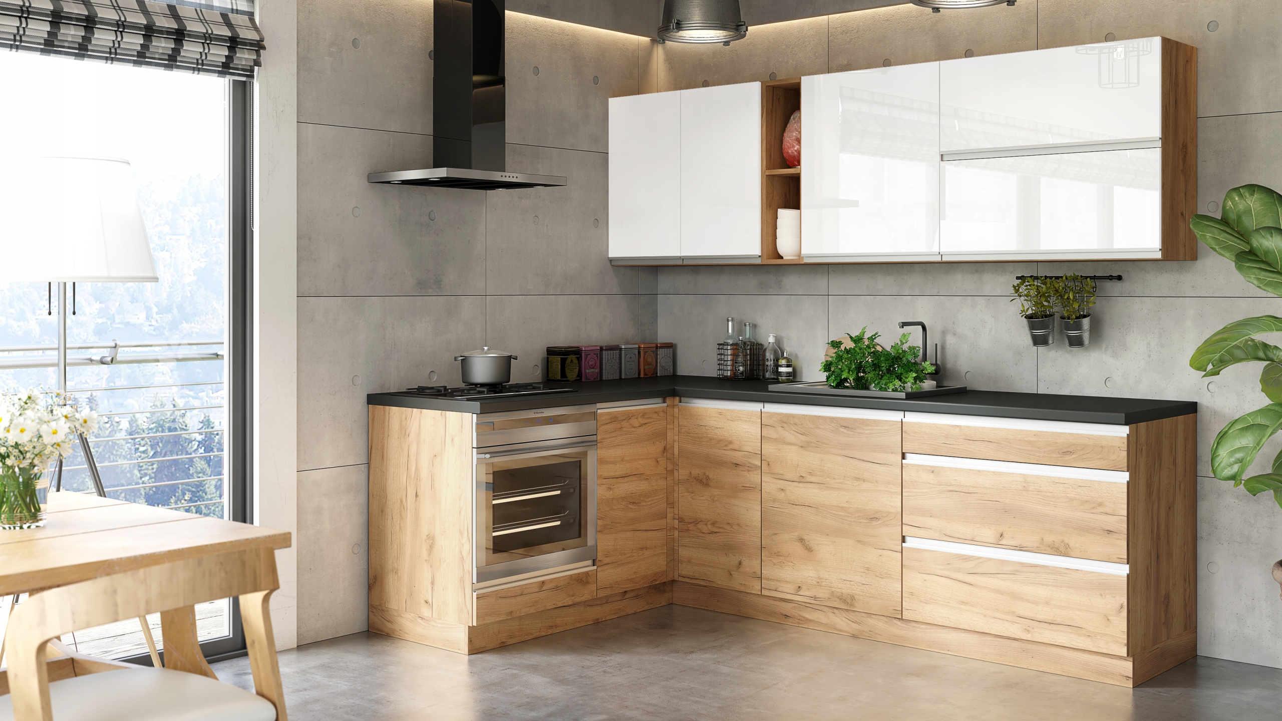 MEBLE KUCHENNE TANIA KUCHNIA BRICK ZES. 2,40 LIGHT Marka Liveo Meble