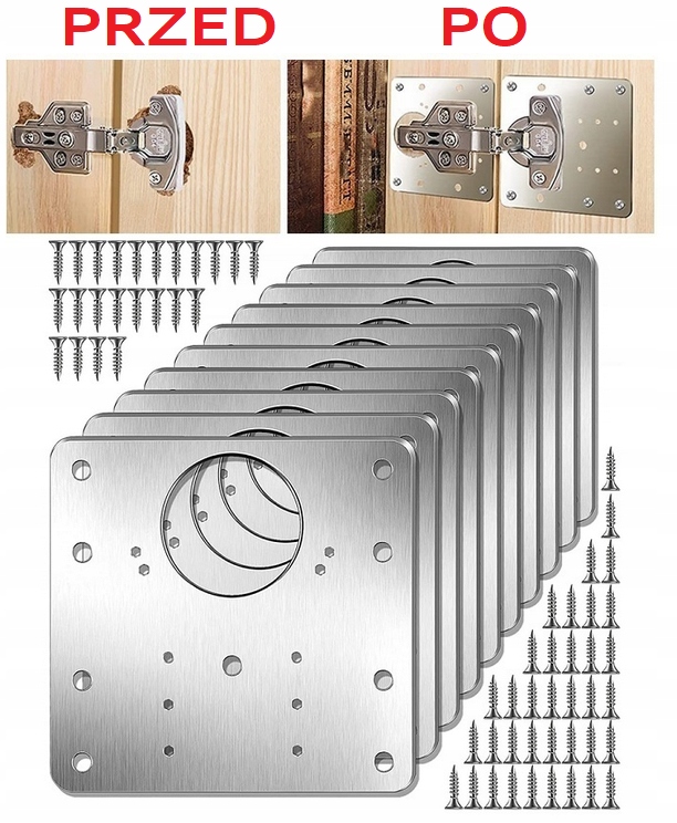 10x PŁYTKA NAPRAWCZA WYRWANYCH ZAWIASÓW SZAFKI