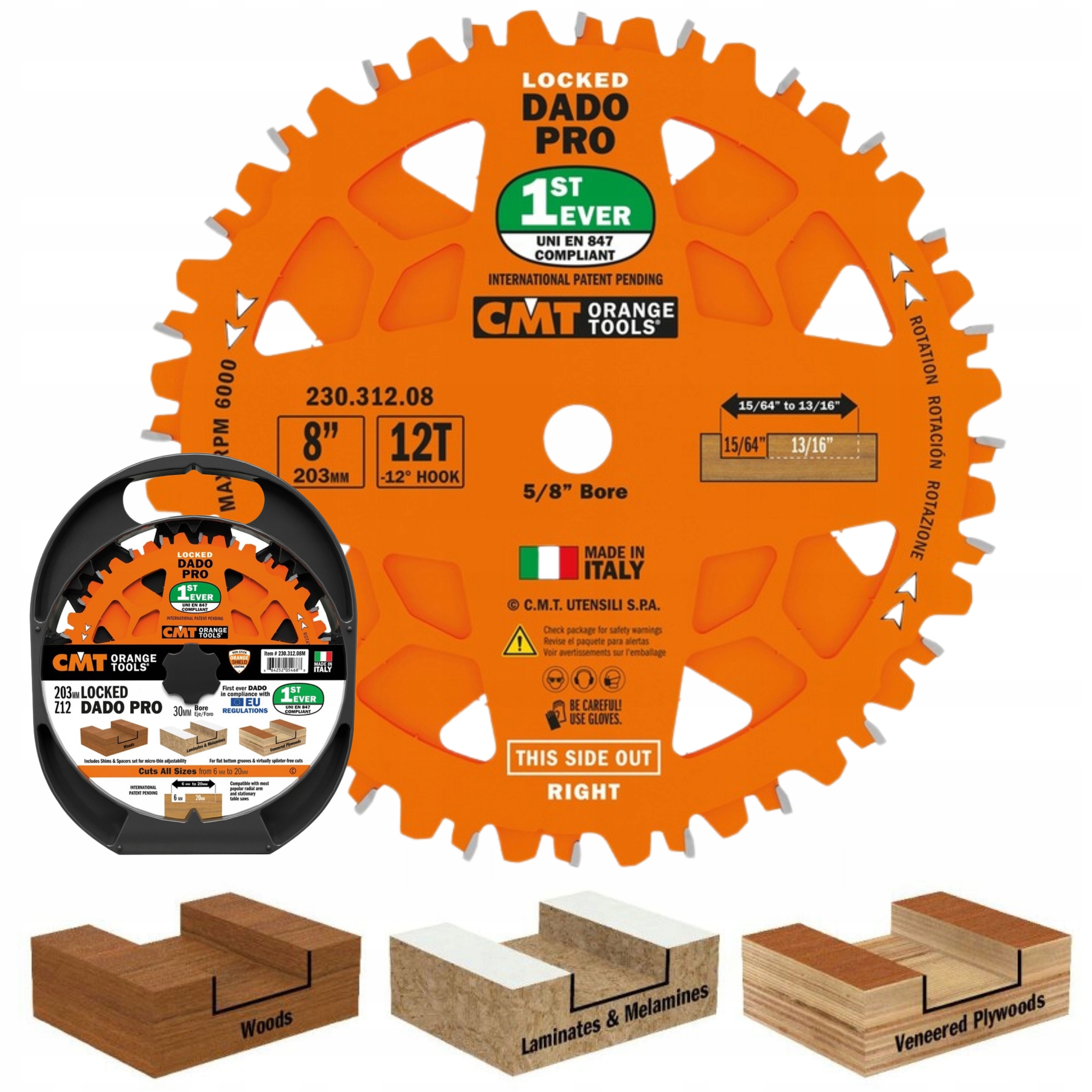 Cmt 230.312.08 Zestaw Tarcz Do Rowkowania Dado Pro D203x6,2-20 d15,87 Z12