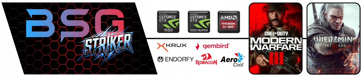 BSG Striker Komputer Gamingowy Do Gier I7 16GB 1TBSSD NVIDIA RTX 3050 Win10 Typ pamięci RAM DDR3