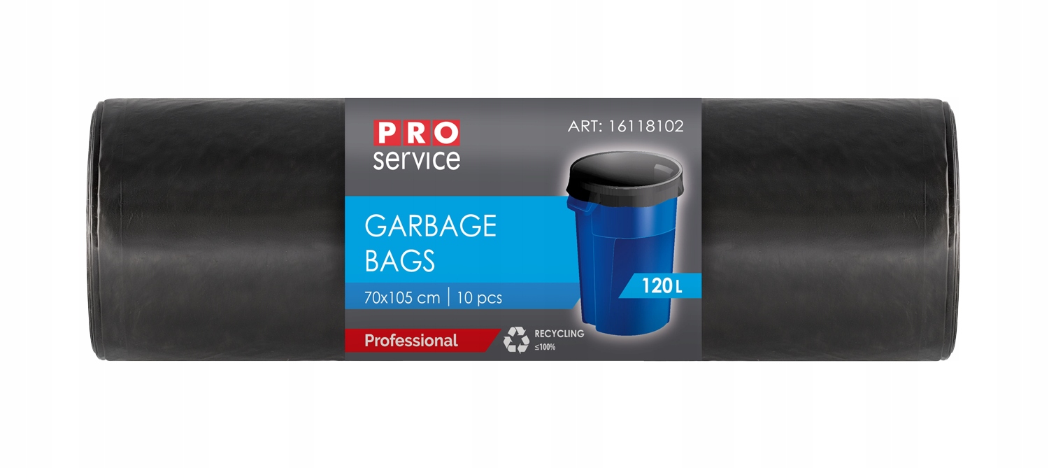 Karton 25 kusů Sáčky na odpadky Pro Service 120L/10 Ks Ldpe Černé