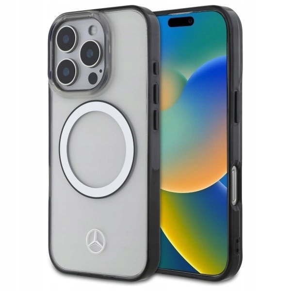 Etui Mercedes Printed logo MagSafe na iPhone 16 Pro Max przezroczyste
