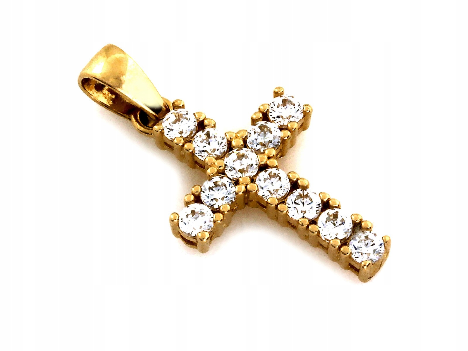 Zlatý křížek 585 Křížek osázený Bílými zirkony Elegantní lesk 0.71 g