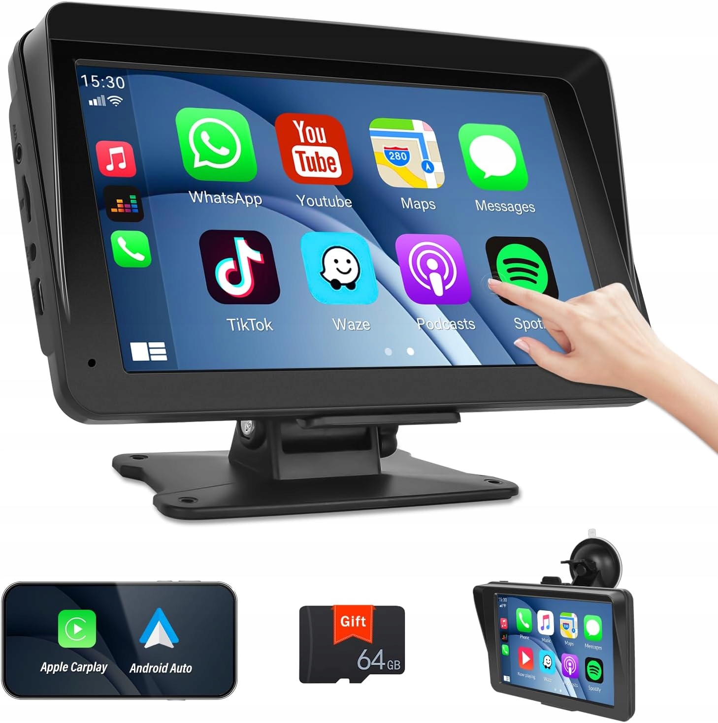 Sixtop Radio Samochodowe Carplay Nawigacja Android Ekran Dotykowy 7 Cali