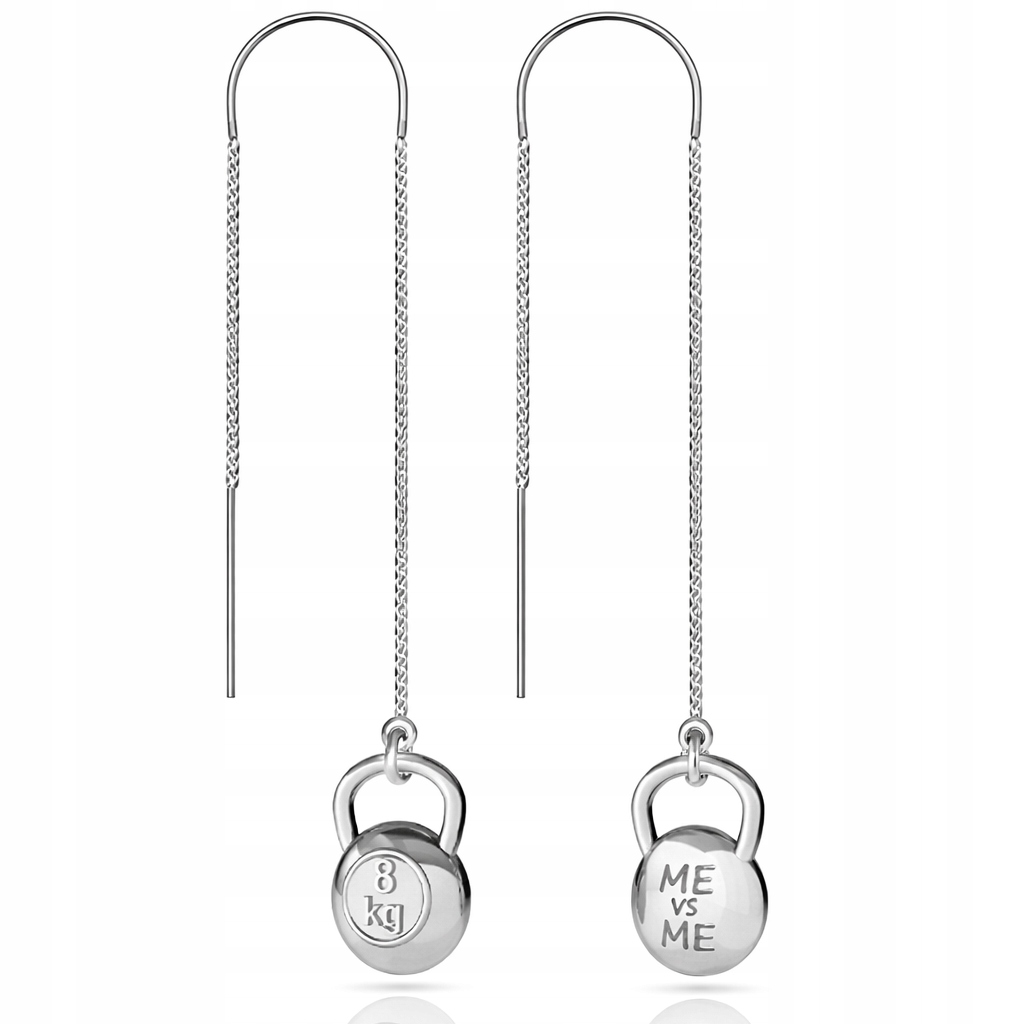 stříbro náušnice Kettlebell závaží 8 kg