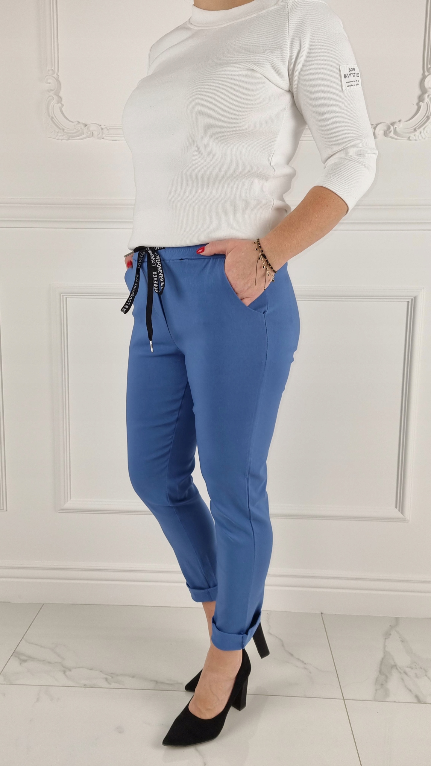 ELASTYCZNE - SPODNIE - DAMSKIE - CYGARETKI -GUMKA Fason rurki