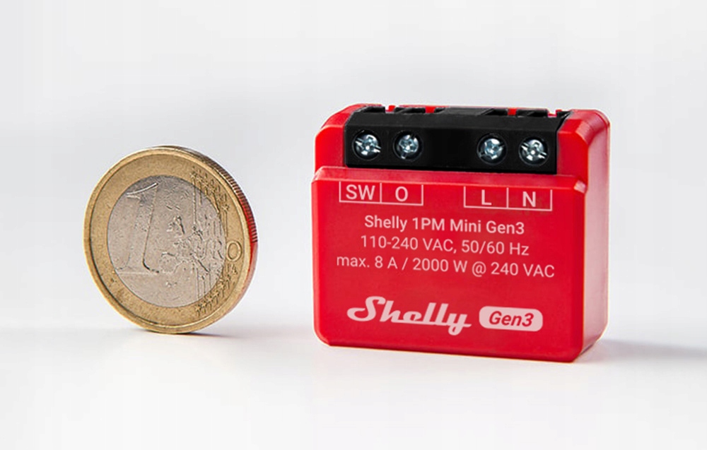 SHELLY 1 MINI GEN 3 INTELIGENTNY STEROWNIK WI-FI ZDALNE STEROWANIE 8A 2000W Kod producenta Shelly_Plus_1PM_Mini_G3