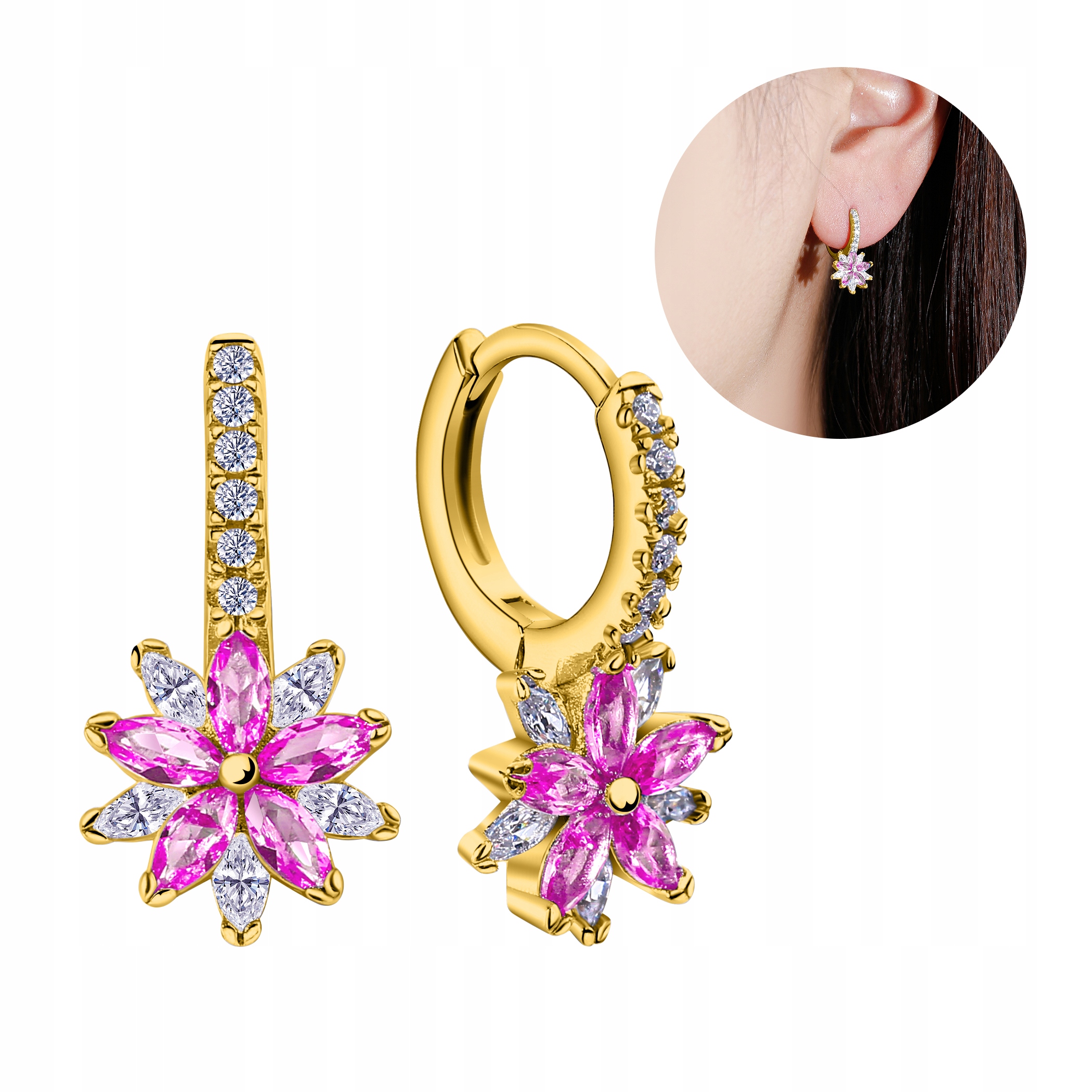 Stříbrné Stříbrné náušnice , stříbro o ryzosti 925 pozlacené, pro ni