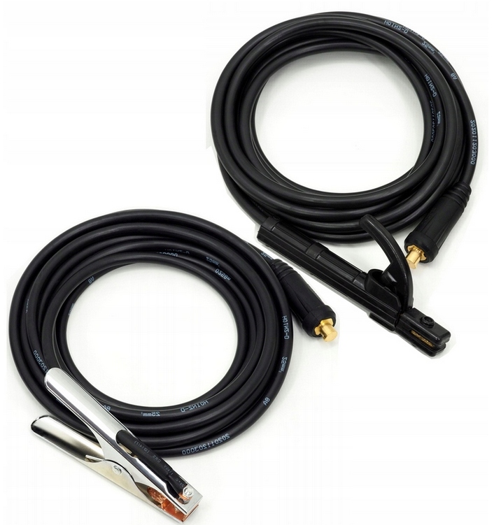 Zestaw Kable przewody spawalnicze 25mm2 Elektroda Mma Masa 200A 6m
