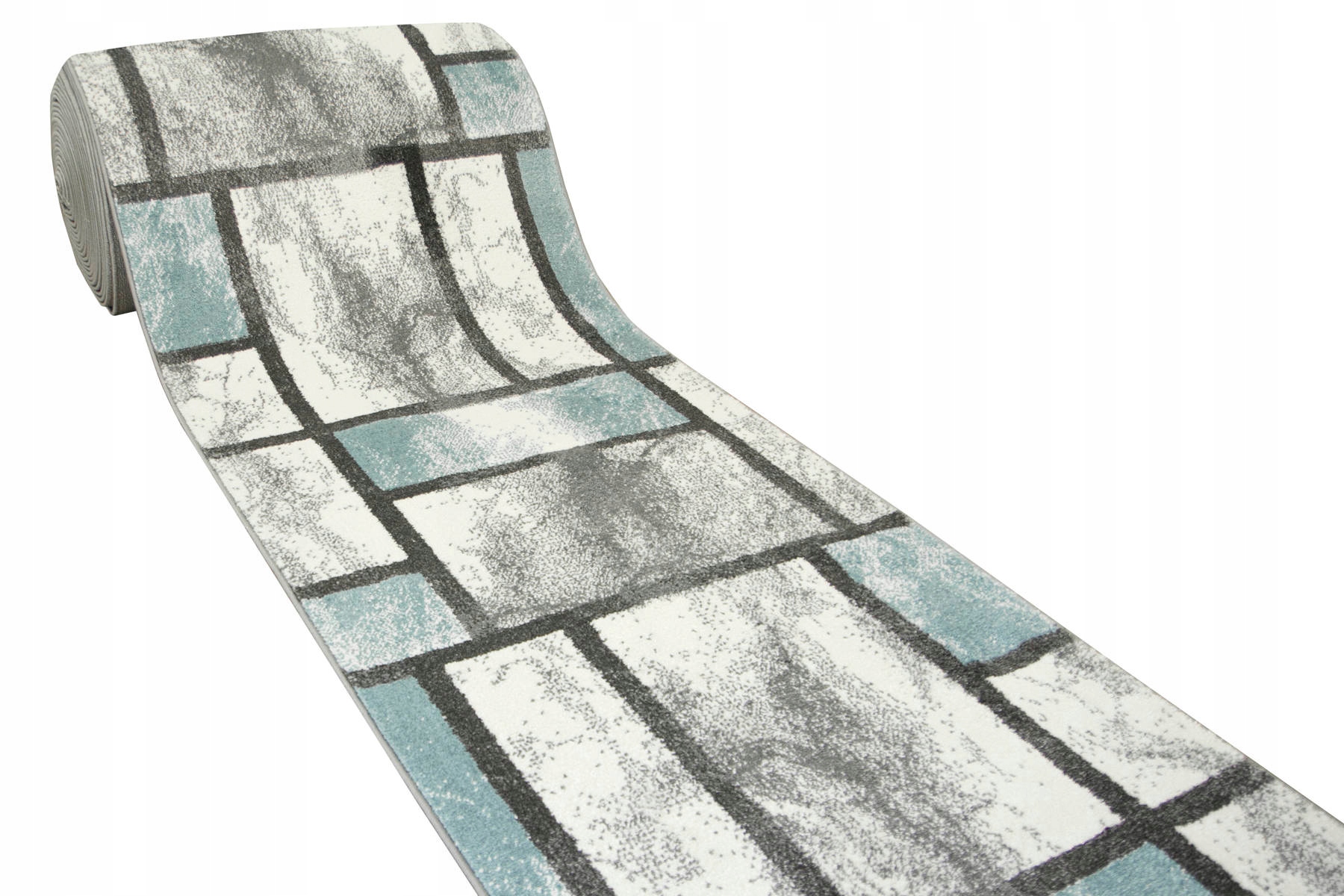 

szer. 60 cm Niebieski Szary Chodnik W Prostokąty