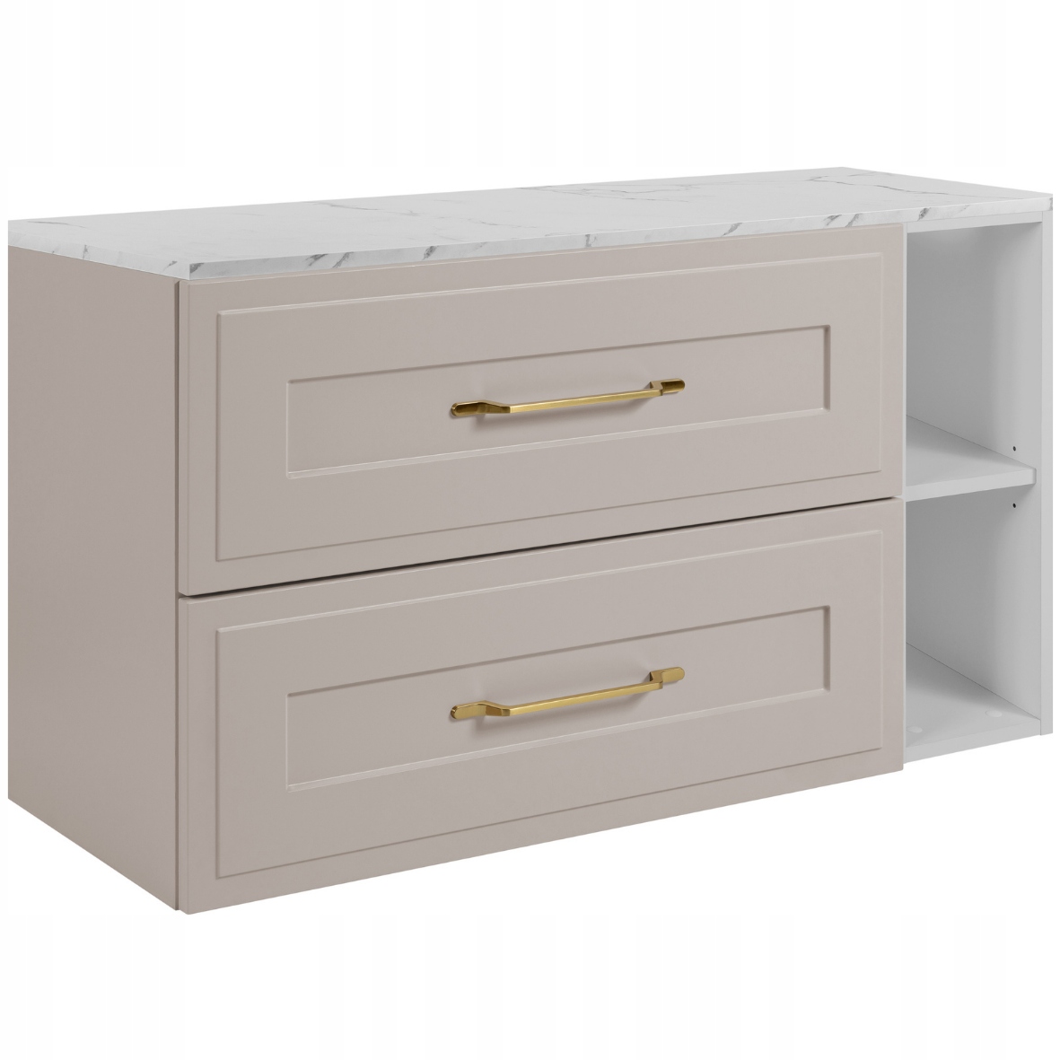 Koupelnová skříňka pod umyvadlo Kašmír Bílá 100 Regál Rámeček Mramorová deska